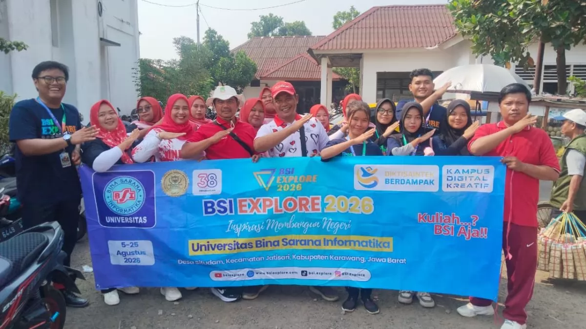 Kepala Desa Situdam dan Mahasiswa BSI Explore 2026 Turut Meriahkan Gerak Jalan di Kecamatan Jatisari Sambut HUT ke-81 RI