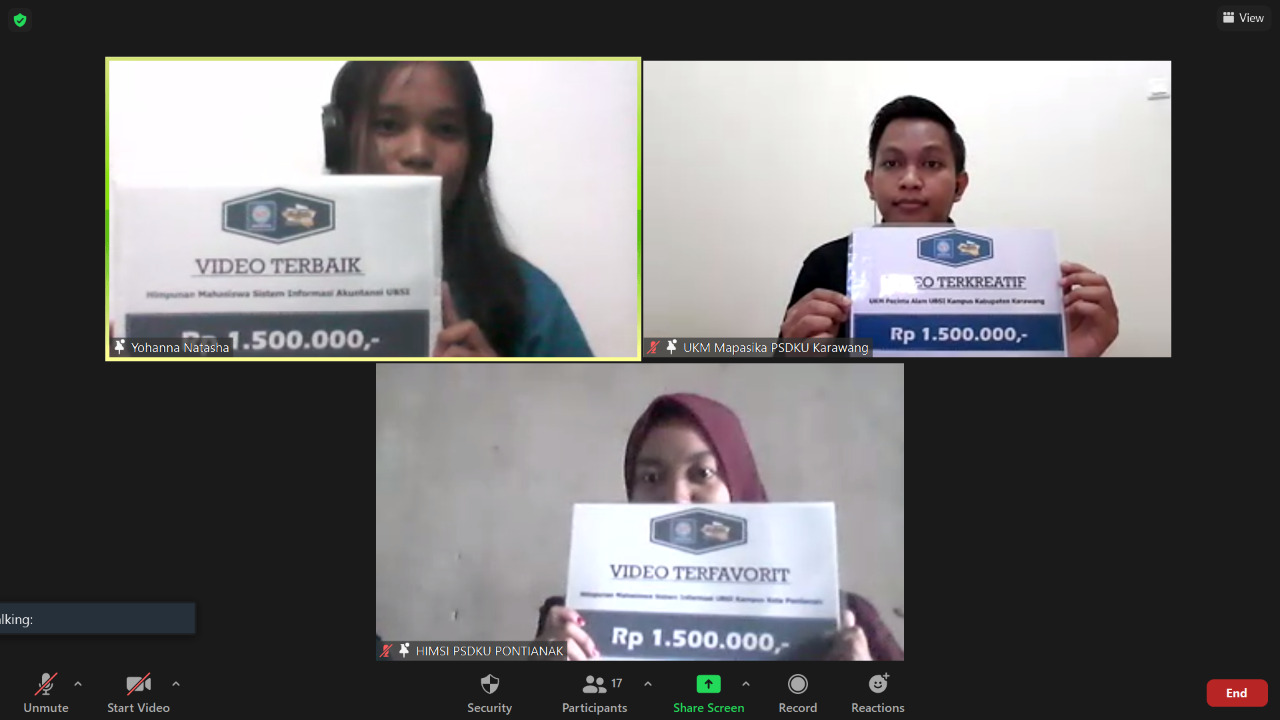Penyerahan Hadiah Pemenang Lomba Video Profil Ormawa Universitas Bina Sarana Informatika