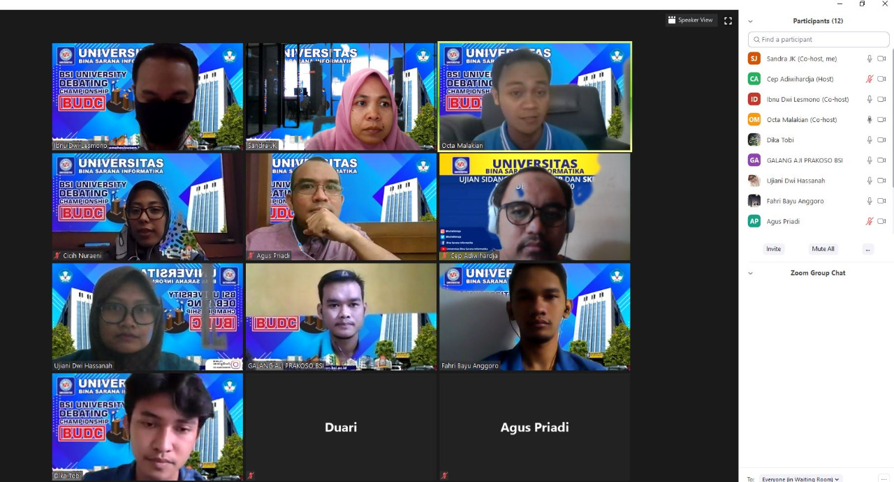 Ditengah Pandemi Corona, UBSI Sukses Gelar BSI University Debating Championship secara Online