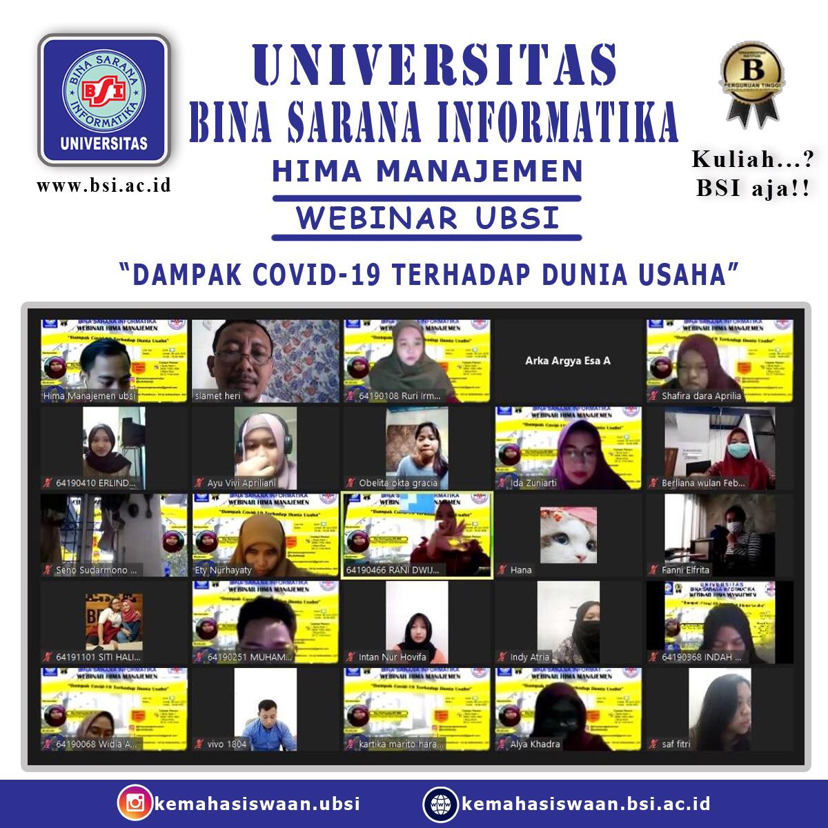 HIMA MANAJEMEN SUKSES ADAKAN WEBINAR DAMPAK  COVID-19 TERHADAP DUNIA USAHA