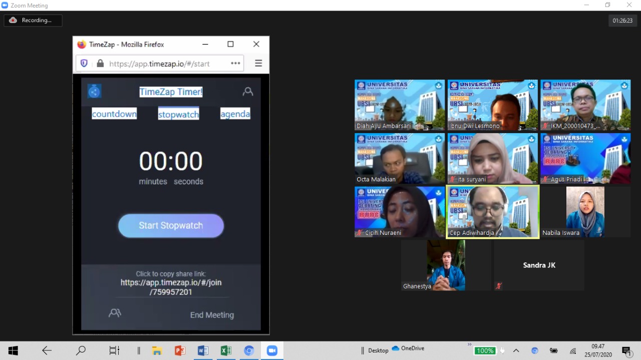 UBSI Sukses Gelar Kompetisi Debat Mahasiswa Secara Online