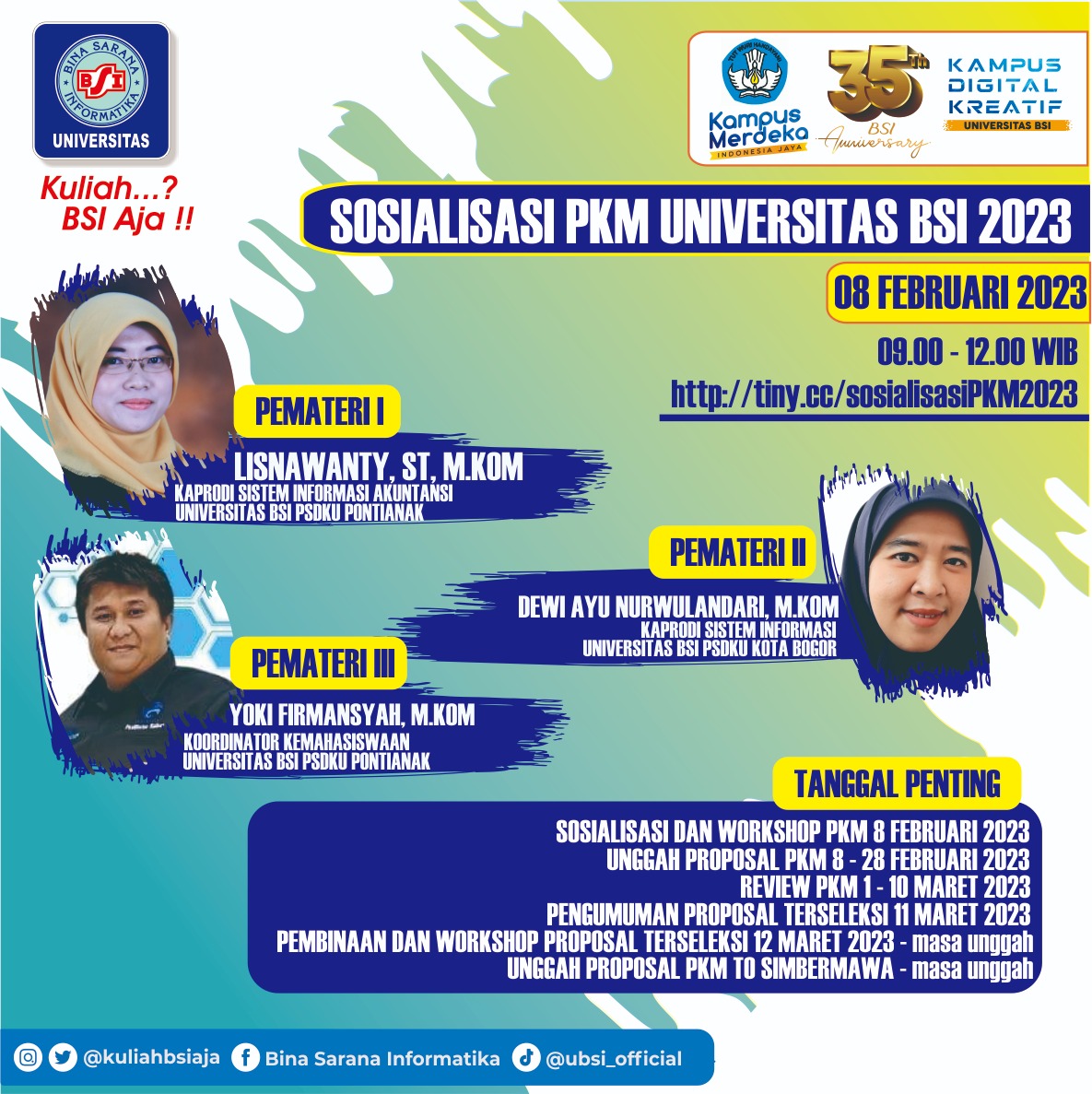 Sosialisasi PKM Universitas BSI 2023